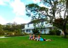 Our kids on the lawn in front of Kerikeri Mission Station