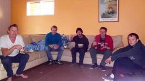 Watching World Cup football one morning in 2014.