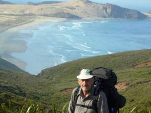 Te Araroa trail blog - Bob at Cape Reinga beginning to head off on his long trip south
