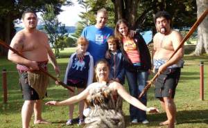 David & Victoria and their children enjoy a real Maori experience