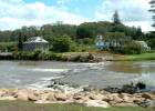 Kerikeri river mouth with Stone Store on left and Mission Station on right, not far from Hone Heke Lodge backpackers Kerikeri